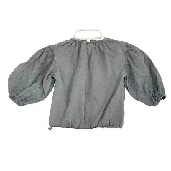 Zara PUFF Sleeve Top Gray Textured GIRL'S Size 2-3 Yrs Toddler Floral Cottage - Picture 2 of 10
